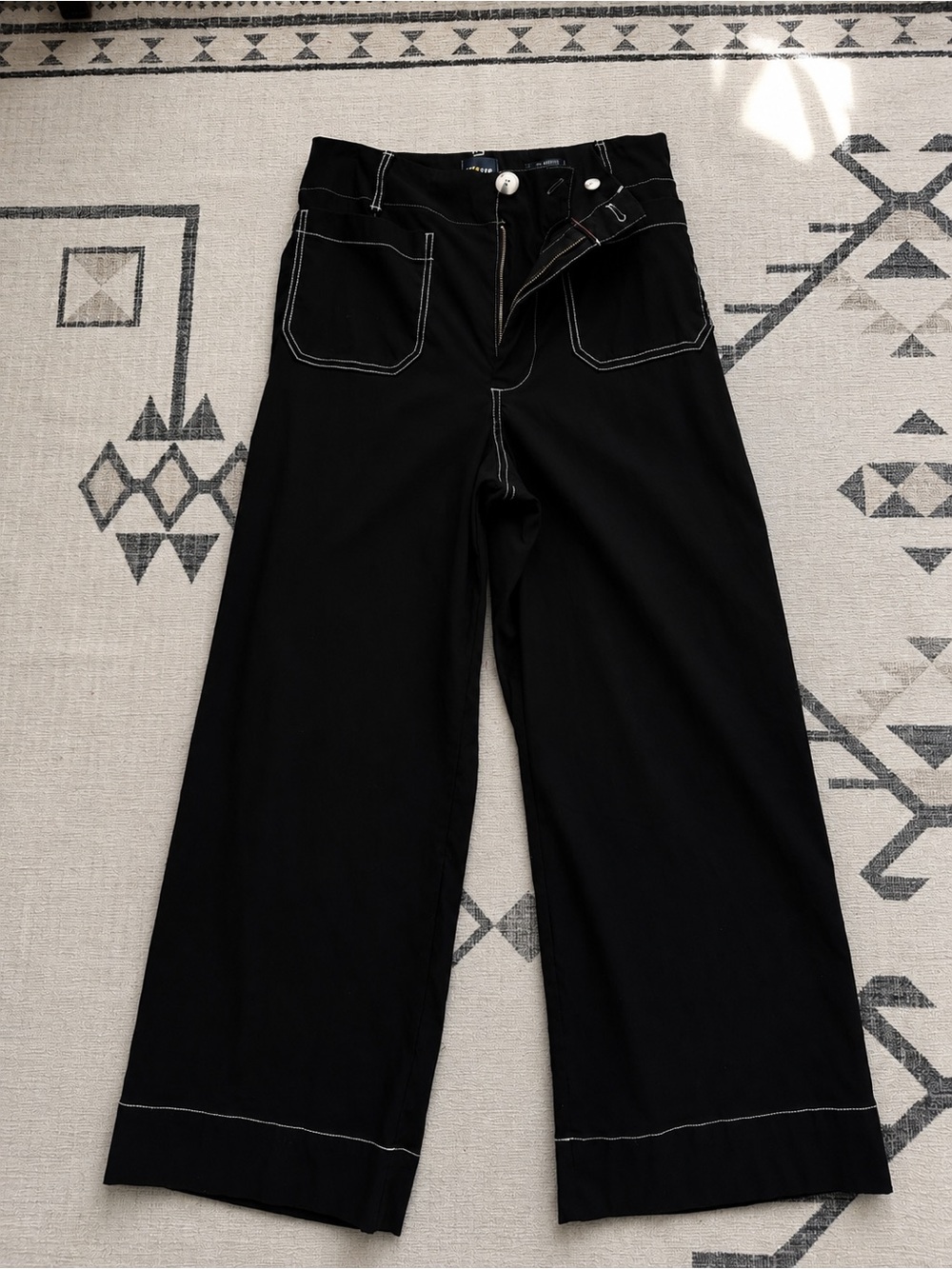 Maeve by Anthropologie The Colette Contrast Stitch Wide Leg Crop Pants  size 30 - Picture 2 of 10